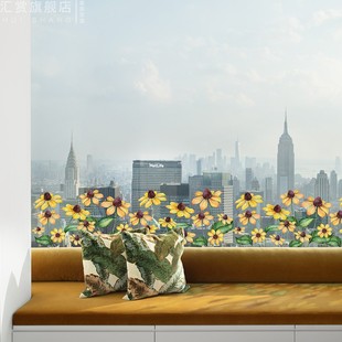 太阳花窗上花卉玻璃贴膜玻璃门贴纸落地窗装饰窗贴静电膜窗花无胶