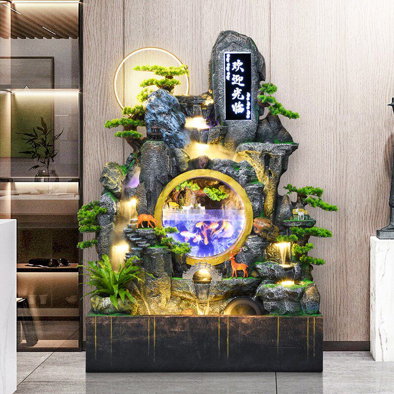 大型假山流水喷泉鱼缸水幕墙室内屏风摆件客厅玄关庭院花园落地,家居饰品,流水摆件,淘宝优惠券,粉丝福利购,淘宝优惠卷