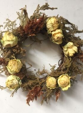 森美干燥香槟玫瑰凤尾草干花花环壁饰壁挂门楣花服饰欢迎花原118