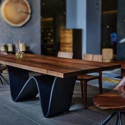 北美黑胡桃Riv1920餐桌饭桌北欧全实木餐厅桌原木书桌简约长方形