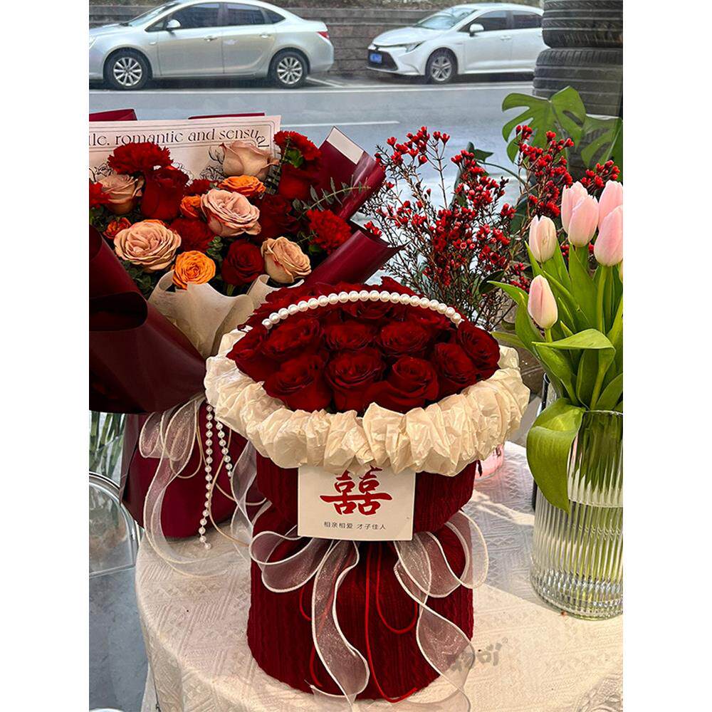 采购产品民族风格订婚花束，人造花，手持花，订婚永恒花束，婚礼