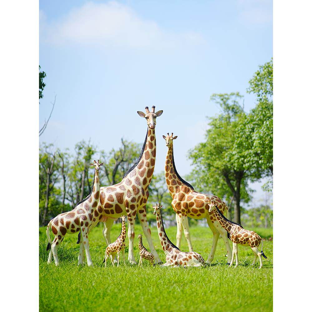 玻璃钢长颈鹿雕塑彷真动物售楼处园林景观户外大型小品装饰摆件大