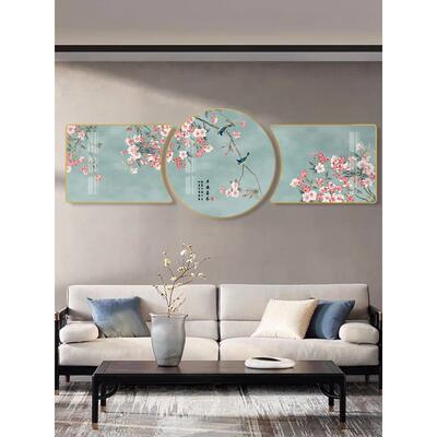 客厅大白墙装饰画背景墙壁画中式卧室床头挂画餐厅平和喜悦花鸟画