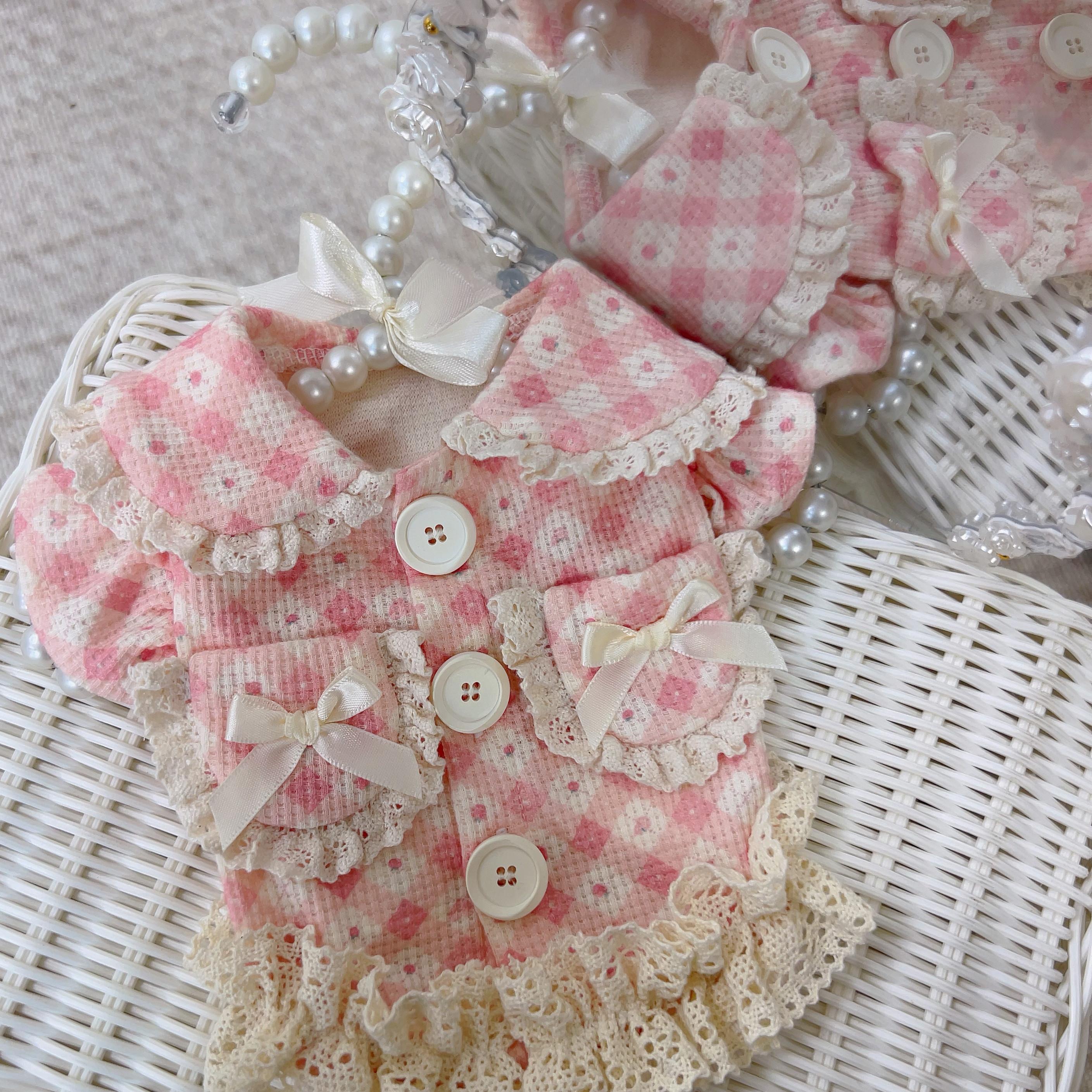 糖霜粉格蕾丝娃领宠物衣服丨小饼干手作