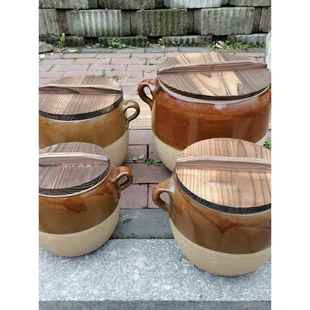 老式手工粗土沙锅家用耐高温砂锅瓦罐煨汤沙罐陶罐煲汤湖北土吊子