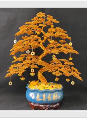手工艺品摇钱树客厅办公室店铺装饰招财摆件乔迁之喜开业礼品盆景