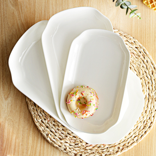 长方形大号陶瓷鱼盘家用装鱼盘子14/10寸高级骨瓷大尺寸蒸烤鱼盘