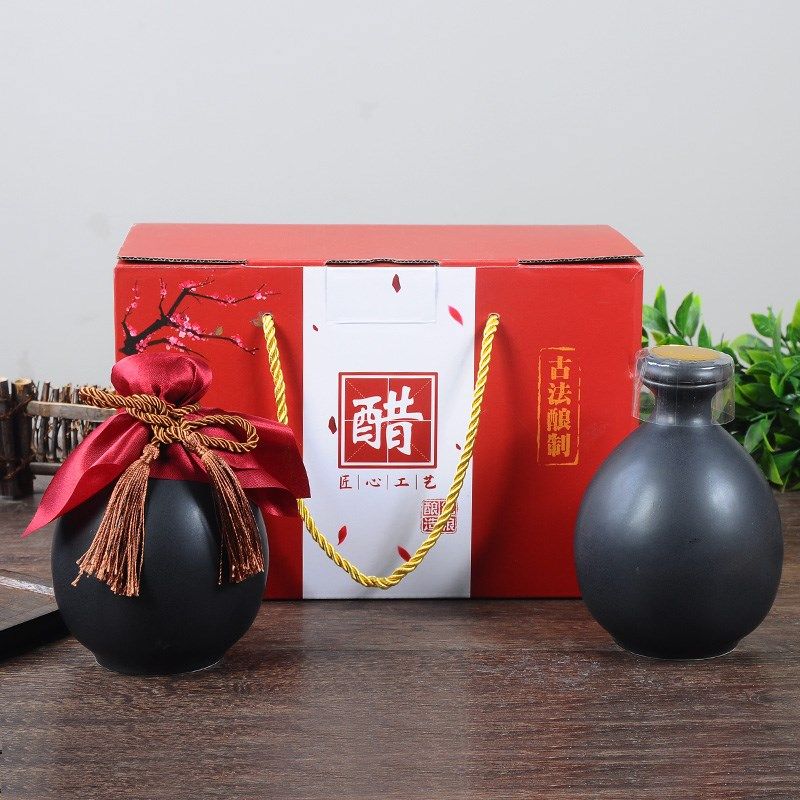 礼盒醋瓶醋壶家用陶瓷醋瓶高档醋坛瓷醋壶泡沫免破损小醋壶一斤装,餐饮具,家用酒壶,淘宝优惠券,粉丝福利购,淘宝优惠卷