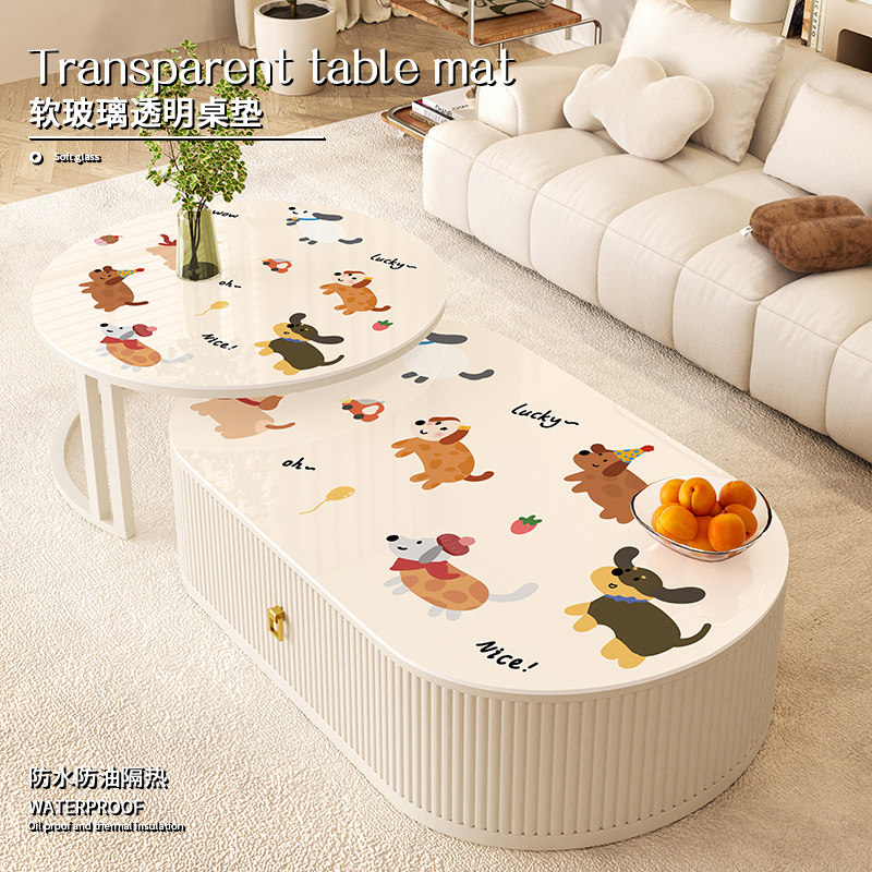 卡通可爱软玻璃圆形餐桌垫免洗防水防油防烫茶几垫桌面桌布保护垫,居家布艺,桌布,淘宝优惠券,粉丝福利购,淘宝优惠卷