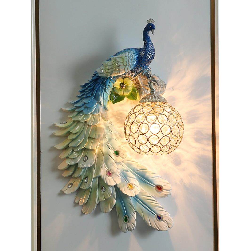 欧洲创意孔雀壁灯过道走廊客厅背景墙楼梯法式壁挂装饰卧室床头灯