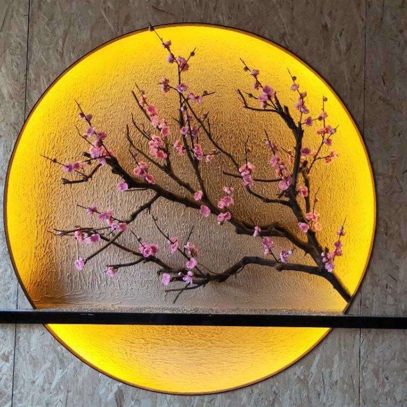仿真梅花树腊梅桃花树橱窗造景酒店客厅玄关树枝树干装饰墙面摆件