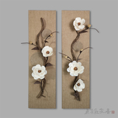 玉兰花家居客厅餐厅墙上墙面装 饰品立体壁饰 饰挂件室内玄关墙壁装