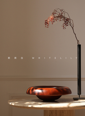 莉莉白中古风花瓶侘寂风摆件客厅玄关金属铁艺花器桌面插花装饰品