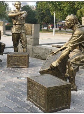 码头农民搬运人物雕塑古代铸铜玻璃钢仿铜树脂劳动小品步行街摆件