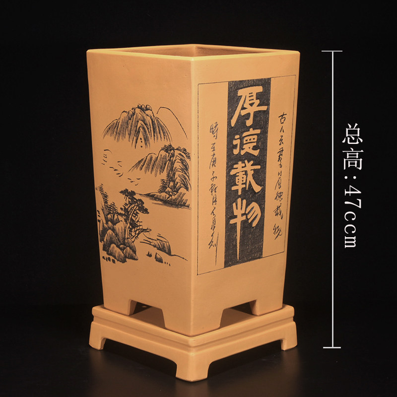 精品四方紫砂花盆透气六方兰花盆新款大号高千筒悬崖君子兰陶瓷盆