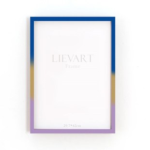 进口橡木实木榫卯结构红黄蓝绿紫粉色彩色渐变窄边画框相框定制