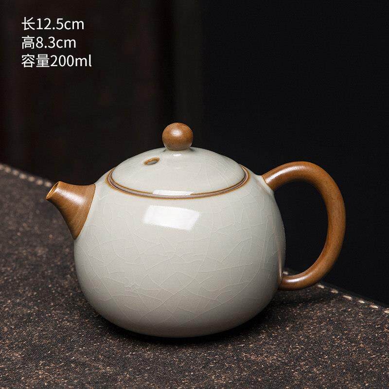 米黄汝窑小西施壶陶瓷冰裂开片汝瓷功夫红茶泡茶单壶家用一人用