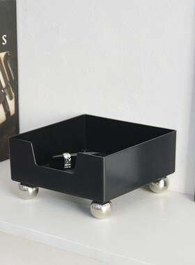 莫兰迪色皮革方形托盘客厅玄关北欧化妆品小物件桌面收纳盘储物盘