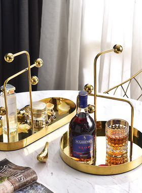 北欧风格几何形状简约轻奢不锈钢托盘酒店样板房间茶几餐桌果盘