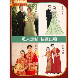 婚礼指引牌结婚迎宾牌定制出阁宴卡通人形立牌打印kt板海报订婚宴