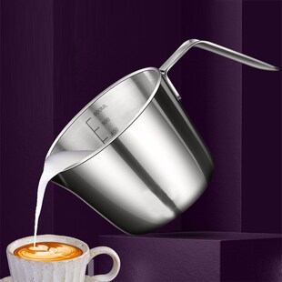 304不锈钢迷你奶锅三层钢加厚烘焙带刻度杯子黄油热油小锅打蛋碗