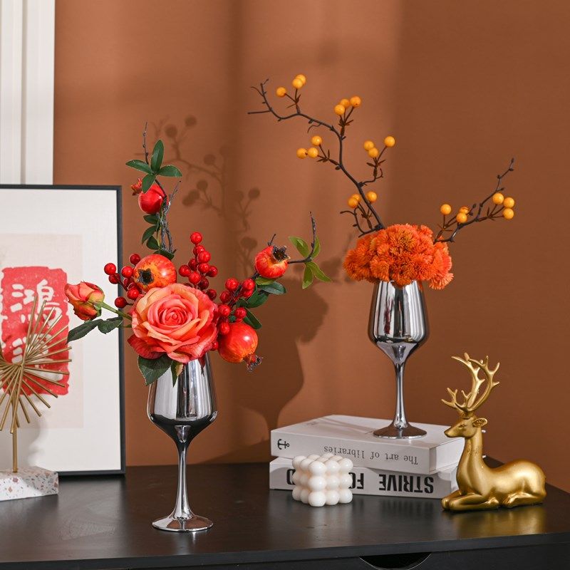餐桌装饰品摆件高脚杯花艺插花餐桌花摆花高档仿真花高级感摆件花,家居饰品,婚庆/商业花艺,淘宝优惠券,粉丝福利购,淘宝优惠卷
