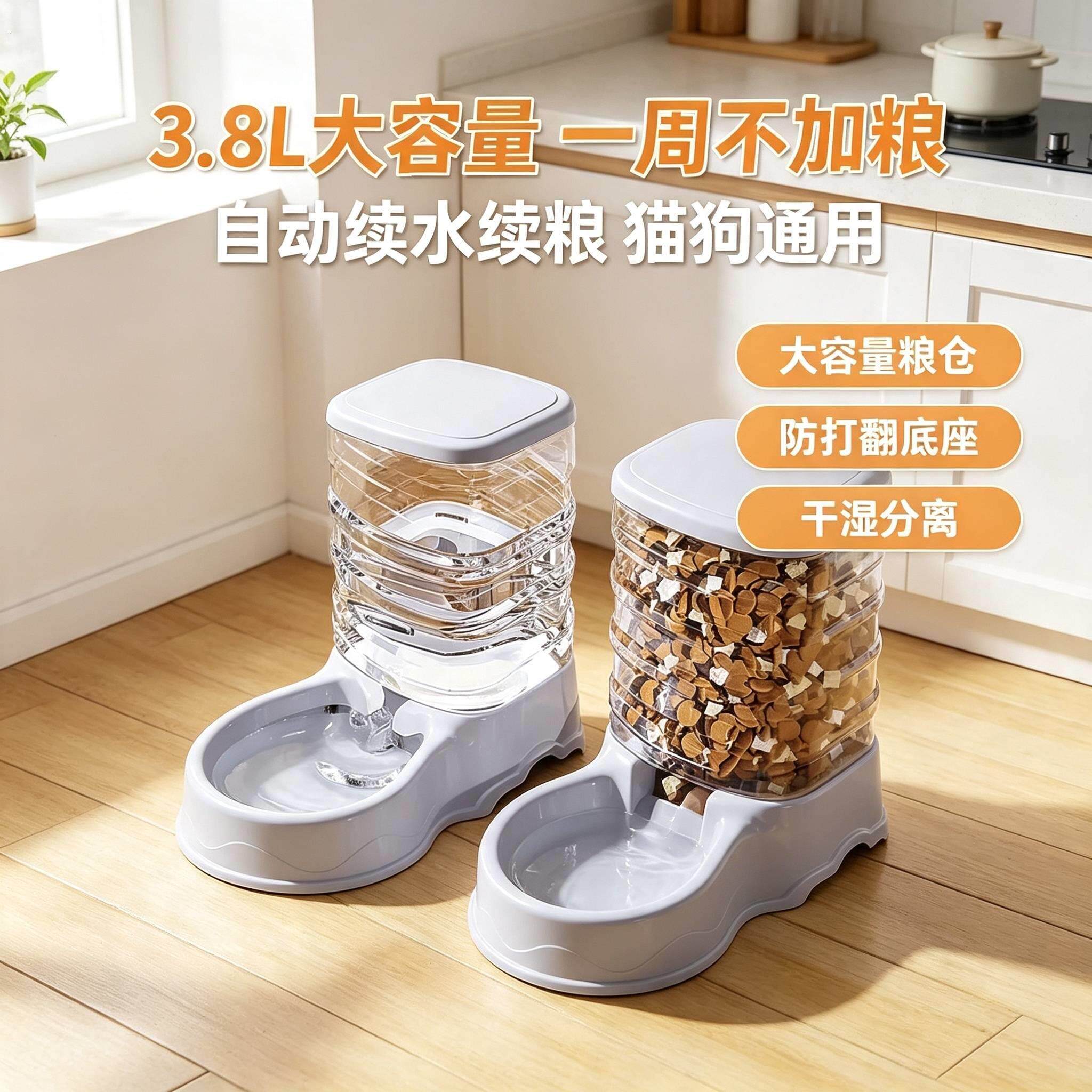 狗狗饮水机猫咪用自动喂食器喝水大容量猫粮喂水器神器宠物水壶桶