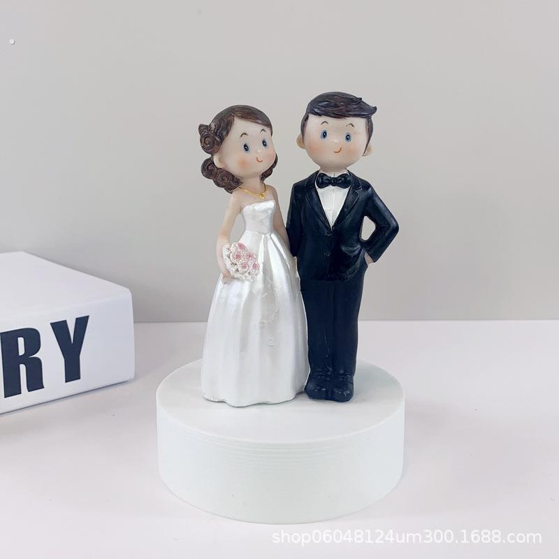 创意婚礼蛋糕装饰人偶新郎新娘婚纱娃娃摆件结婚新房婚庆婚礼布置