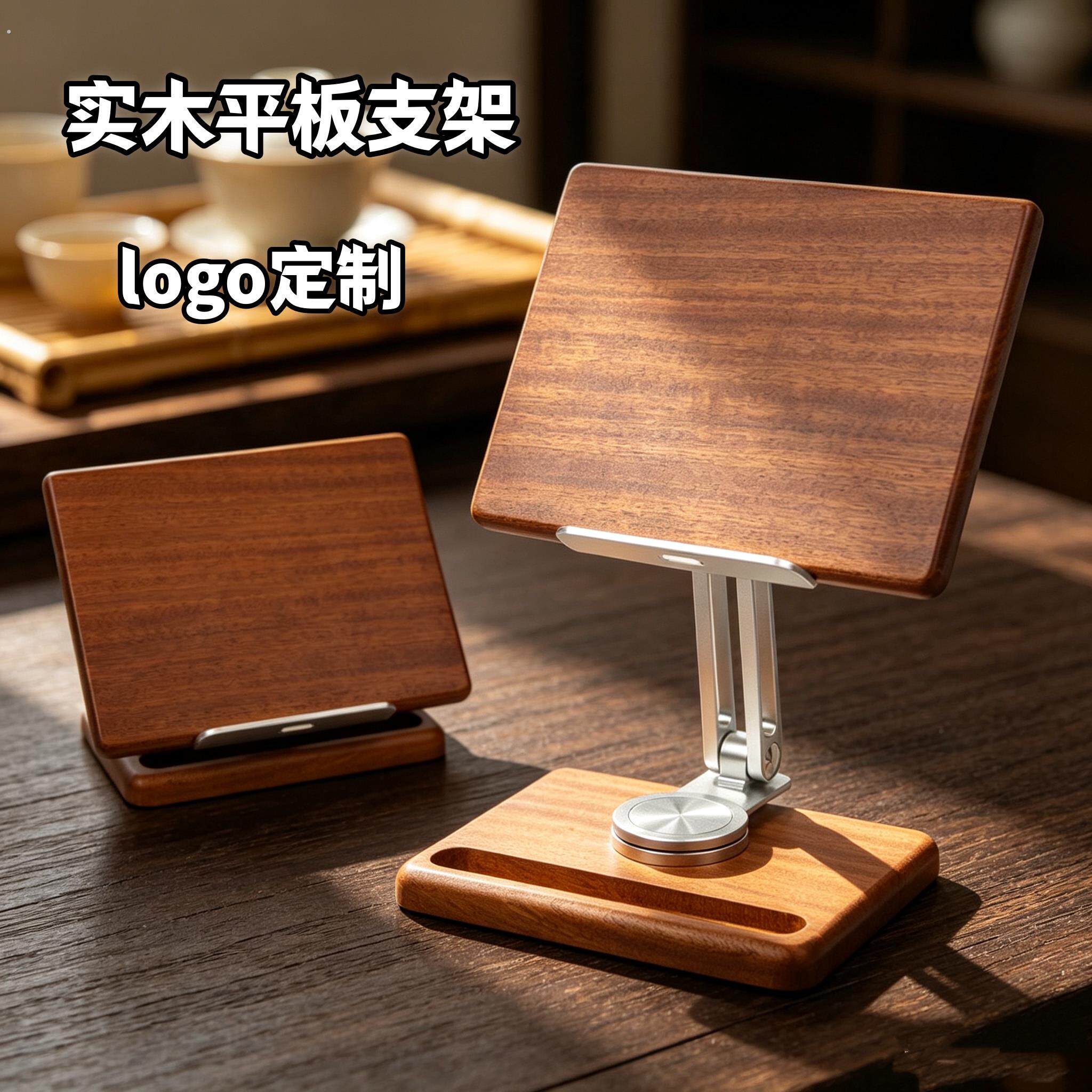 可定制平板电脑手机支架阅读架看书神器实木桌面多功能可旋转底座