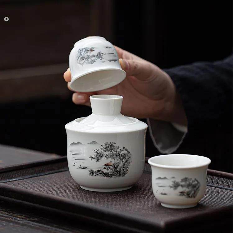 陶瓷温酒器家用二两烫酒壶热酒器暖酒白酒小酒杯中式酒具套件