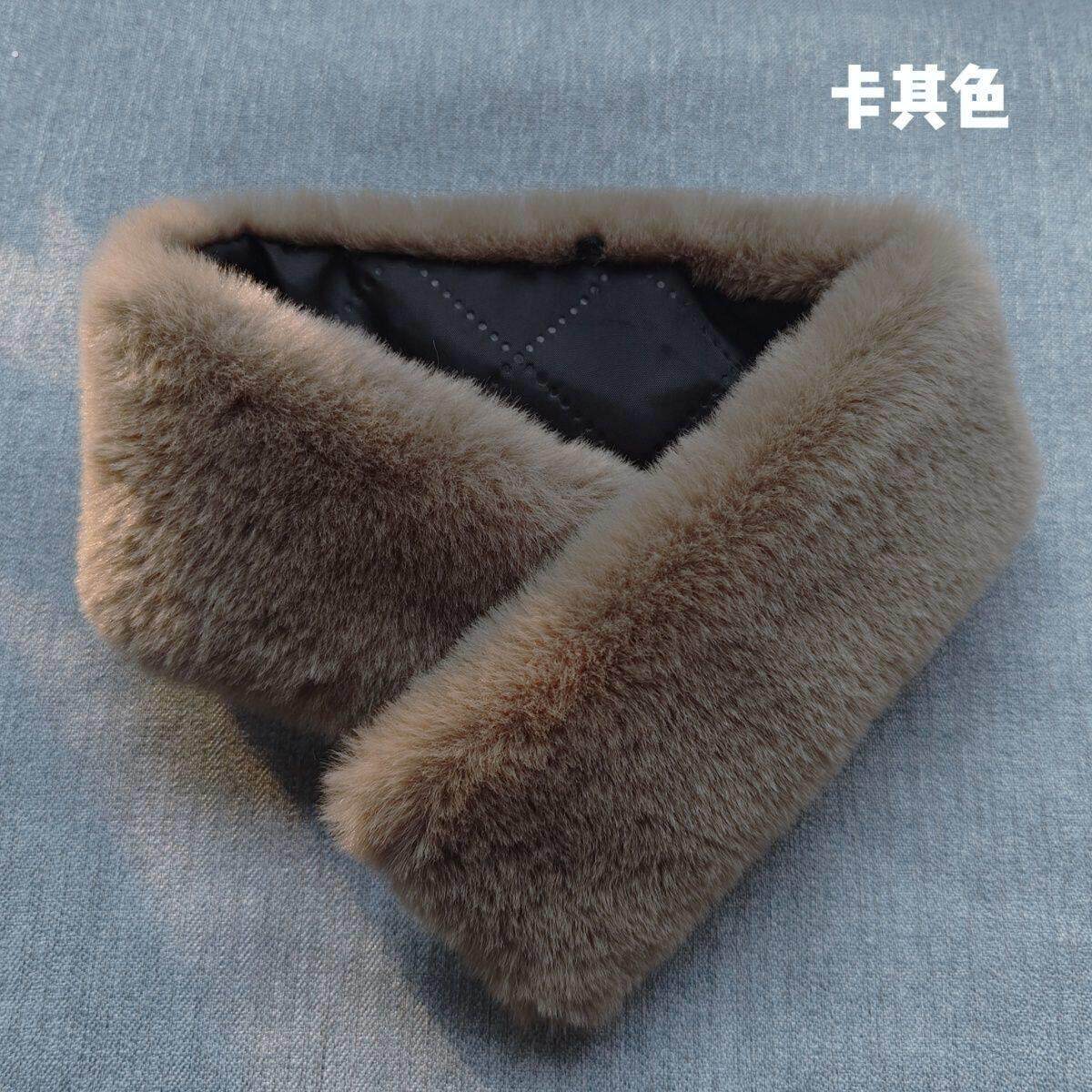 薄款领子仿兔毛领立领大衣直领皮衣羽绒服围脖通用围巾防脏保暖