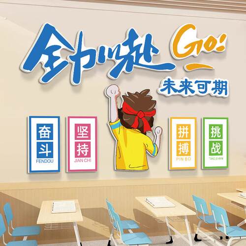 未来可期初三高考教室装饰文化墙贴读书自习室班级激励标语贴纸画