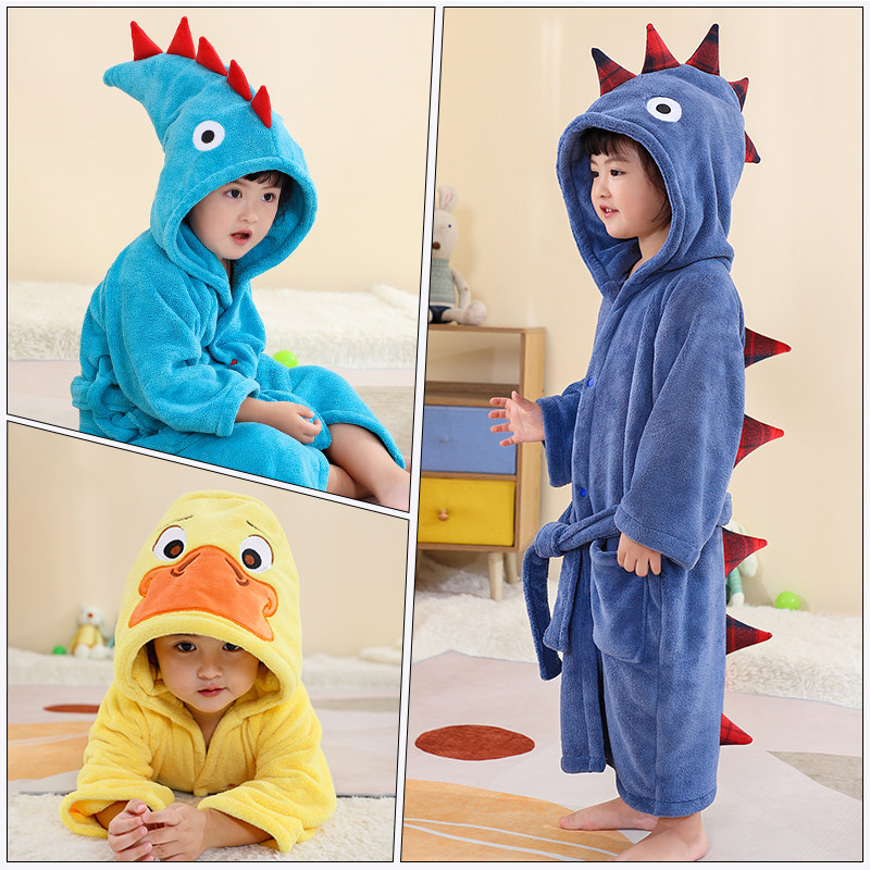 儿童浴巾宝宝浴袍带帽斗篷冬厚家用比全纯棉吸水女可穿专用大童男