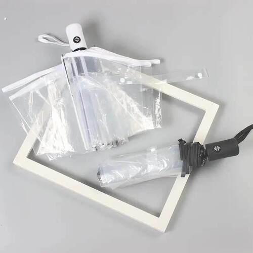 透明雨伞可折叠白色日系三折伞男女生高颜值网红拍照伞大号自动伞
