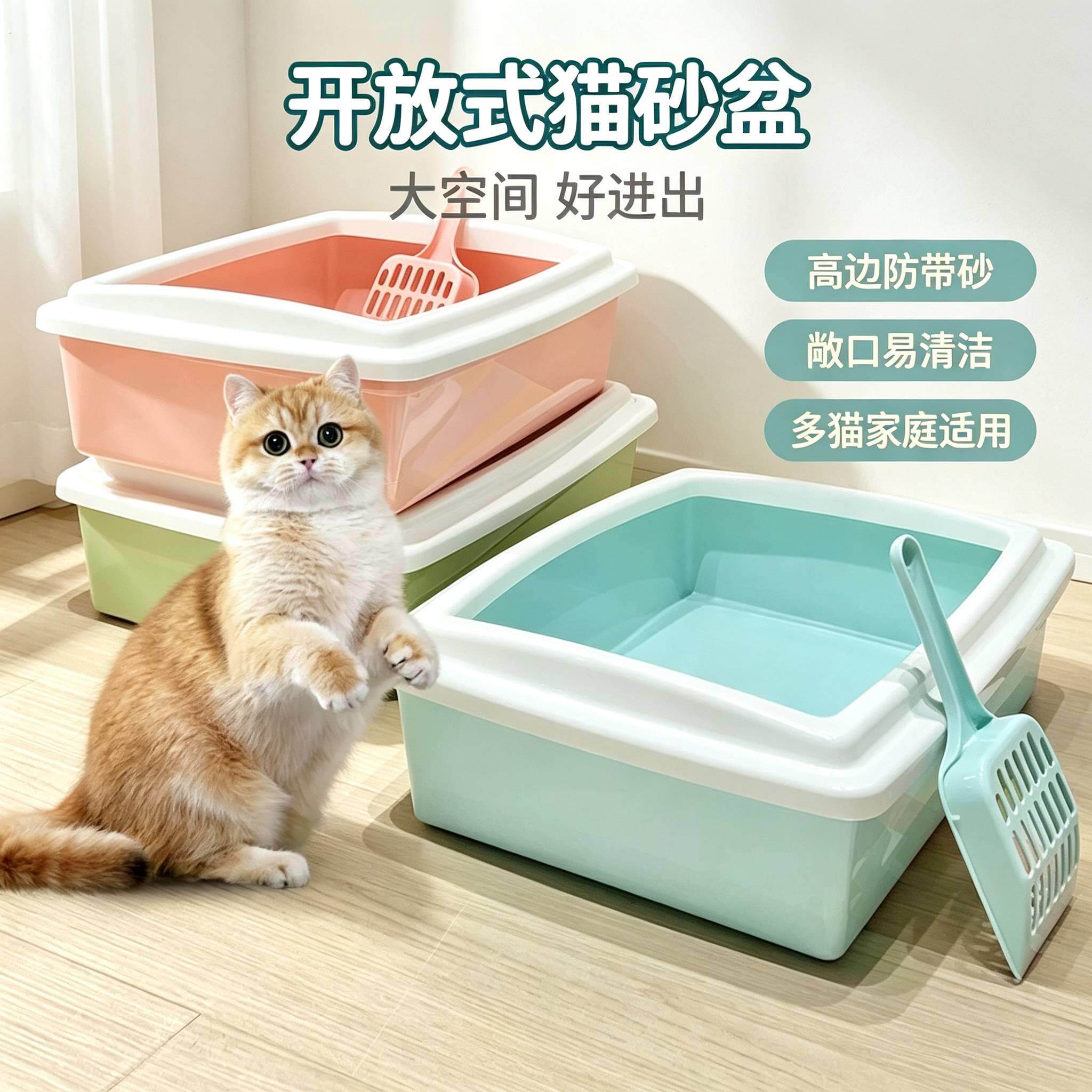 简约简易小猫猫砂盆猫笼子小号敞开式全开放式幼猫用品厕所猫沙盆