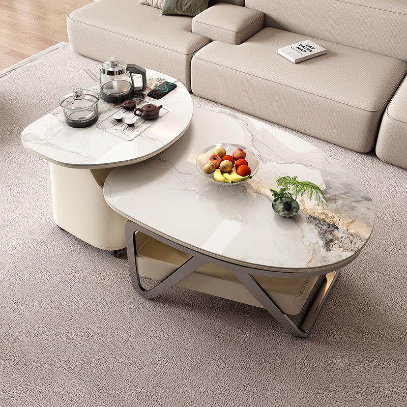 岩板茶几可伸缩小户型客厅家用茶桌轻意式奢现代多功能泡茶台一体