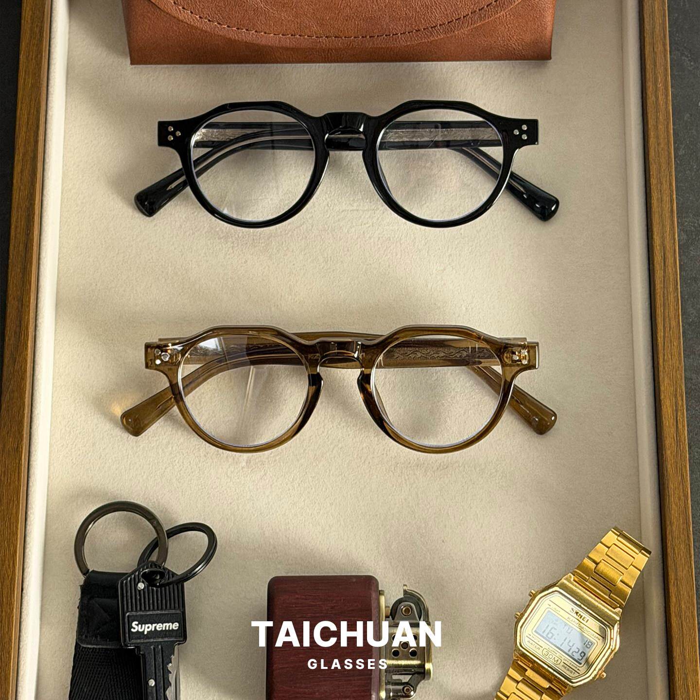 波士顿复古圆框近视眼镜板材中性男女日系潮男防蓝光眼镜框港风