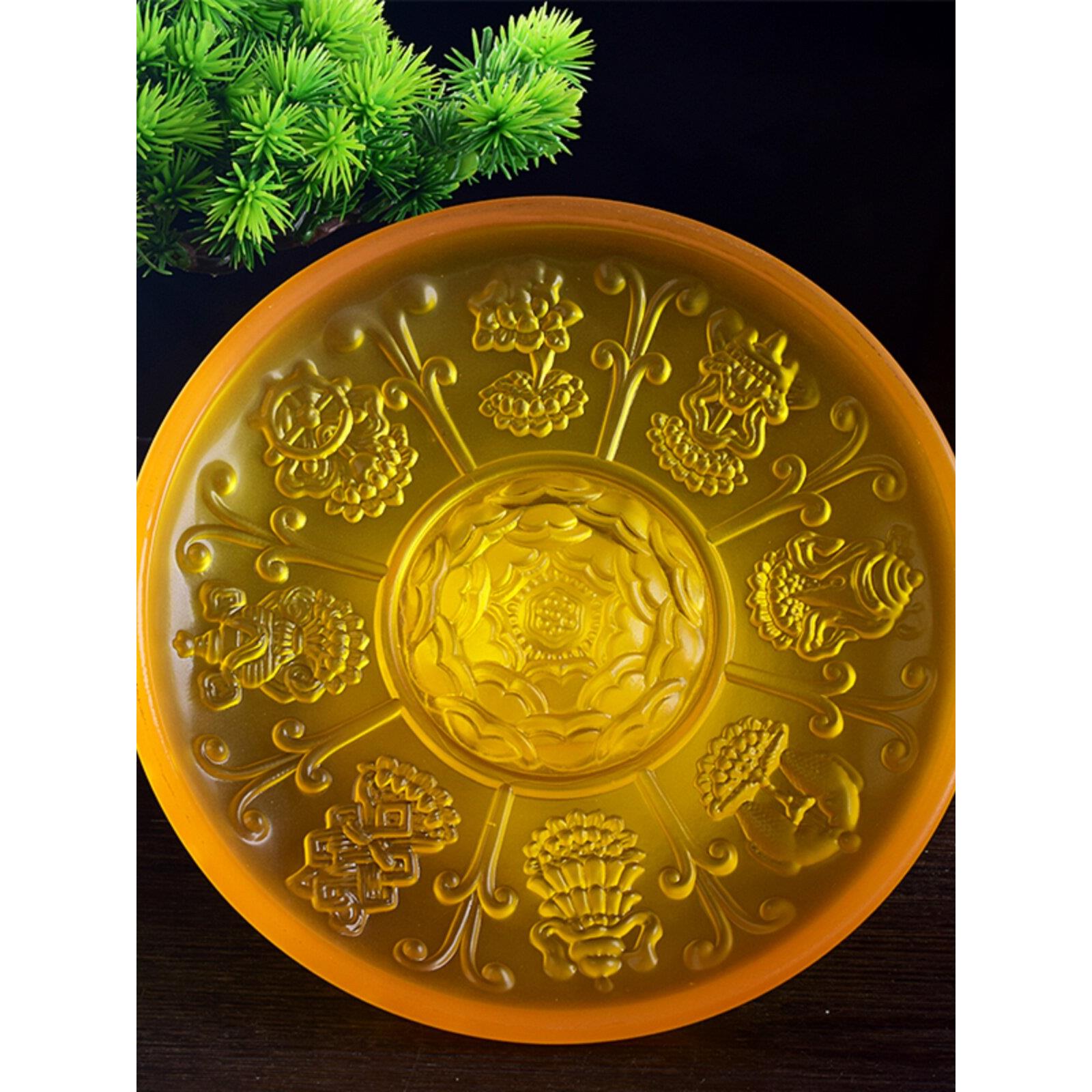 供佛八吉祥彷琉璃果盘如意莲花水果盘家用奉神食物盘子糠果盘果盘