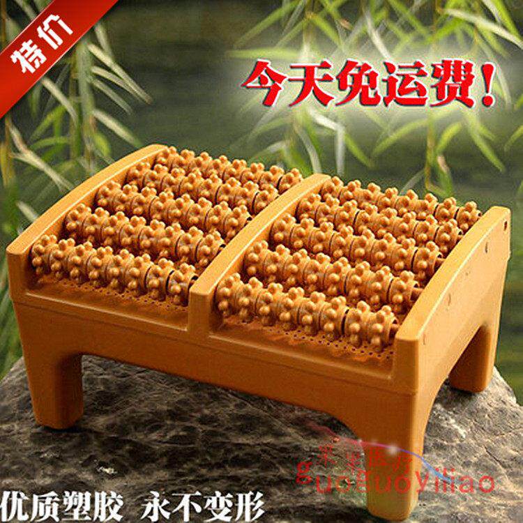 家用脚底按摩器足部穴位按摩垫塑料木质滚轮脚部按摩器足底凳工具