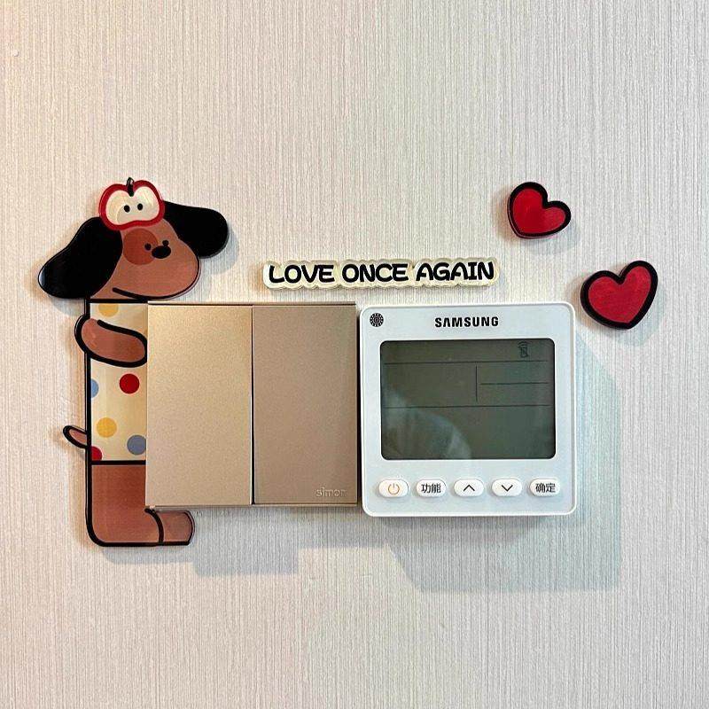 超可爱开关贴！腊肠狗开关装饰墙贴亚克力遮丑自粘保护插座边框套,家居饰品,开关贴,淘宝优惠券,粉丝福利购,淘宝优惠卷