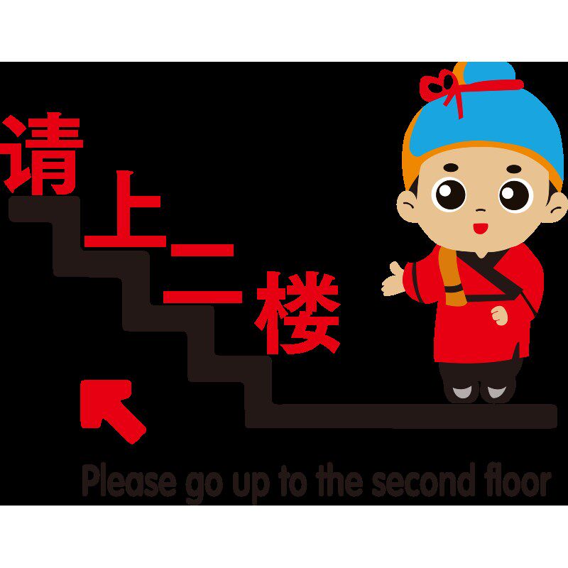 请上二楼指引提示牌楼上雅座墙贴画纸网红餐厅火锅店楼梯墙面装饰