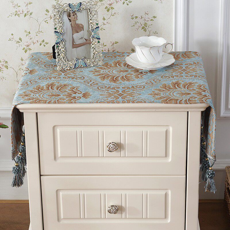 欧式床头柜盖布布艺高档小奢华长方形电视柜布防尘罩卧室定制订做