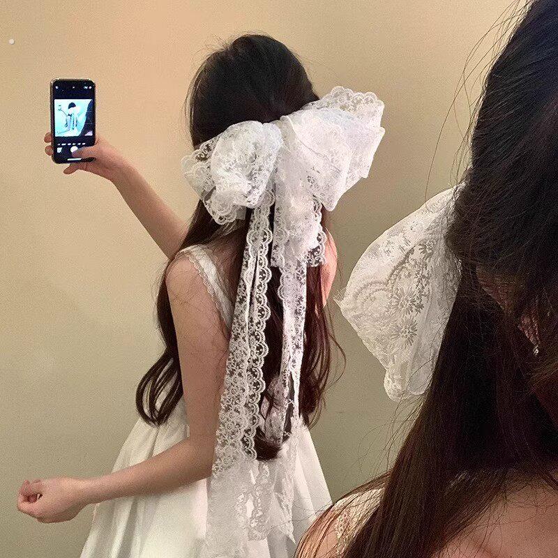 超仙发饰蕾丝蝴蝶流苏结发夹甜美新娘结婚法式盖茨比复古后脑勺夹