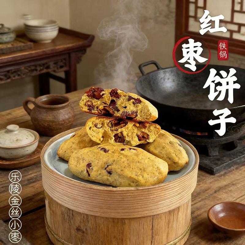 山东金丝红枣杂粮饼子粗杂粮主食早代餐玉米锅贴速食12个装包邮