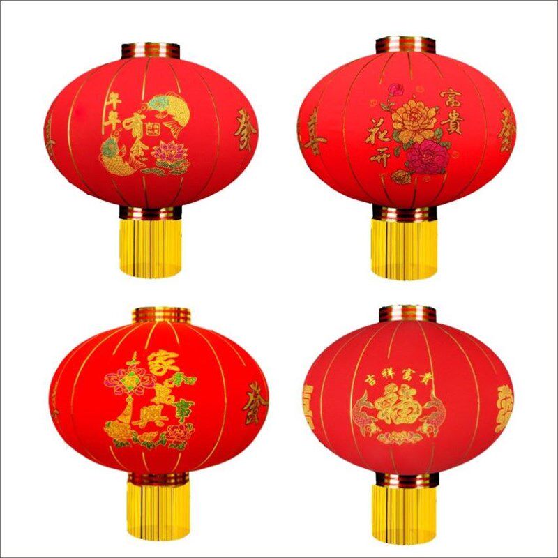 一对价格春节过年国庆大红灯笼福字灯笼植绒结婚喜字灯笼户外宫灯