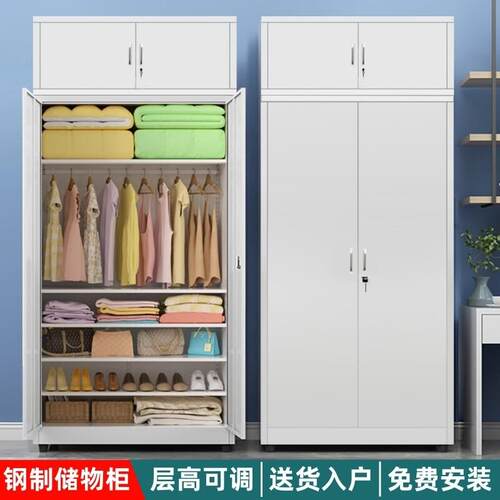 钢制阳台储物柜防晒铁皮衣柜家用杂物柜走廊车库多层大容量收纳柜