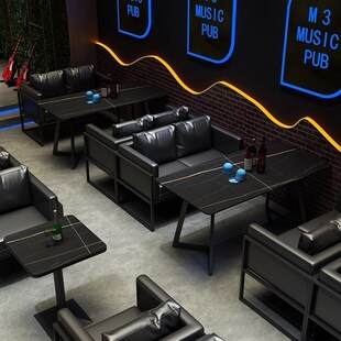 复古工业风酒吧清吧卡座沙发洽谈烧烤火锅店西餐厅咖啡馆桌椅组合