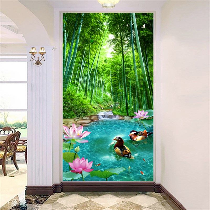 自粘贴纸客厅装饰画沙发背景墙挂画山水画玄关整张风景画墙画贴画