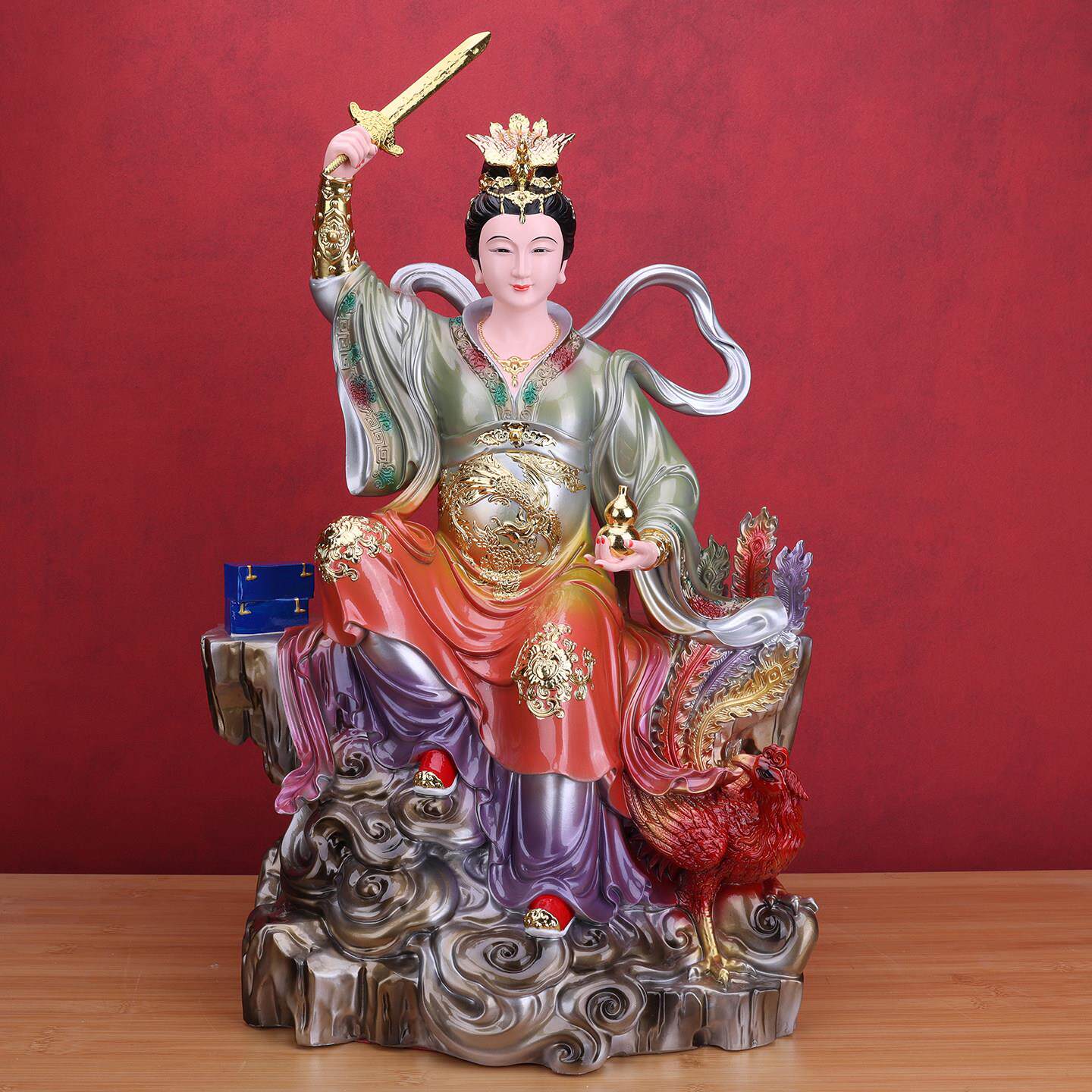九天玄女像九天圣母娘娘神像佛像家居保平安客厅桌面摆件树脂彩绘