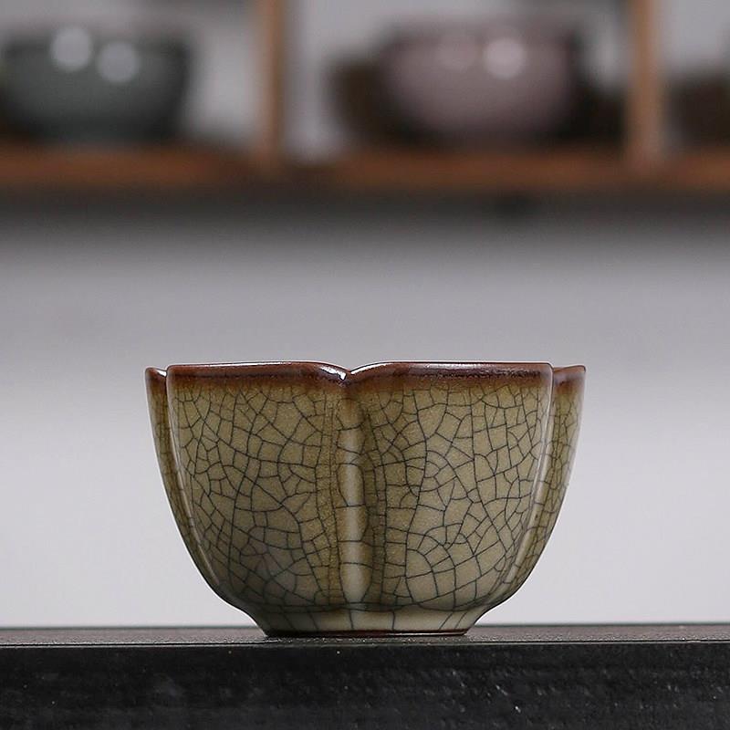 青瓷功夫茶杯单杯龙泉传世哥窑主人杯手工冰裂复古品茗杯中式家用
